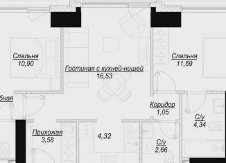 Продам 2-комнатную квартиру, 60.3 м2, Москва, 1-й Сетуньский проезд, вл6, ЖК Хайд