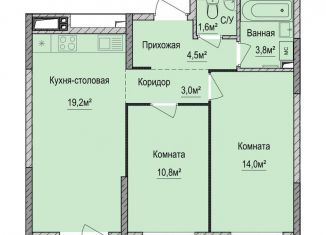 2-комнатная квартира на продажу, 56.9 м2, Ижевск, Устиновский район