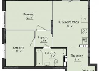 Продам 2-комнатную квартиру, 54.7 м2, село Первомайский