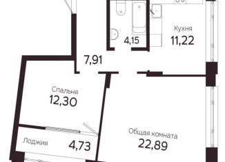 Двухкомнатная квартира на продажу, 63 м2, Томск, Комсомольский проспект, 48, ЖК На Комсомольском 48
