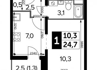 Продам квартиру студию, 24.7 м2, Люберцы, ЖК 1-й Лермонтовский, жилой комплекс 1-й Лермонтовский, к5.1