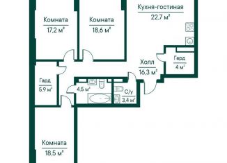 Продам 3-ком. квартиру, 114.2 м2, Самарская область