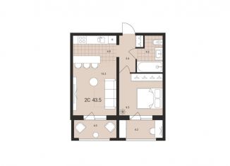 Продам 2-ком. квартиру, 43.5 м2, Обь, Геодезическая улица, 6Вк2