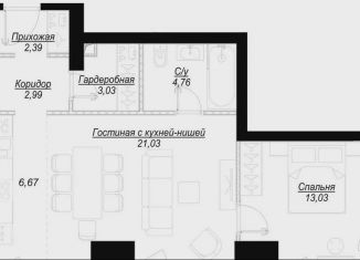 Продам 1-комнатную квартиру, 58 м2, Москва, 1-й Сетуньский проезд, вл6, станция Кутузовская
