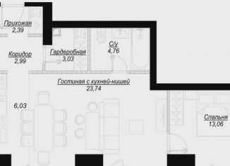 Продажа однокомнатной квартиры, 59.4 м2, Москва, 1-й Сетуньский проезд, вл6, станция Кутузовская