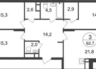 Продается 3-комнатная квартира, 92.7 м2, Московский, 7-я фаза, к2