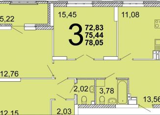 Продается трехкомнатная квартира, 74.1 м2, Екатеринбург, проспект Академика Сахарова, 95/3, проспект Академика Сахарова