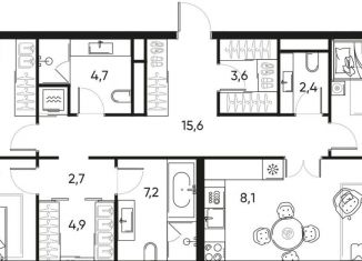 Продам четырехкомнатную квартиру, 115.6 м2, Москва, Полковая улица, 1с22, станция Савёловская