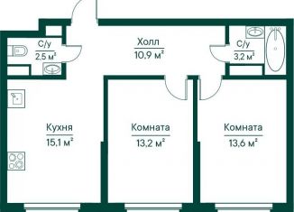 Продажа 2-комнатной квартиры, 59.1 м2, Самара, метро Российская