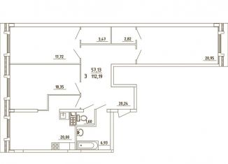 Продаю 3-комнатную квартиру, 112.2 м2, деревня Бородки, Парковая улица, 1