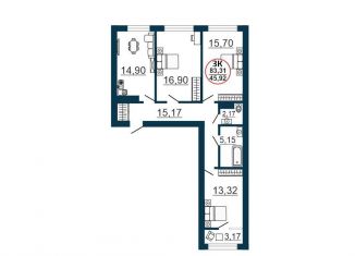 Продажа трехкомнатной квартиры, 86.5 м2, Новосибирск, улица Забалуева, 3/1, ЖК 1-ый на Киевской