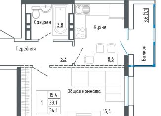 Продается 1-комнатная квартира, 36.4 м2, Уссурийск, улица Александра Францева, 42