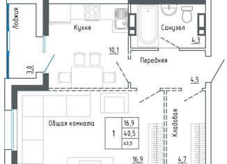 1-комнатная квартира на продажу, 44 м2, Уссурийск, улица Александра Францева, 42