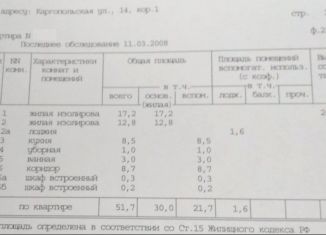 2-комнатная квартира на продажу, 51.7 м2, Москва, Каргопольская улица, 14к1, метро Отрадное