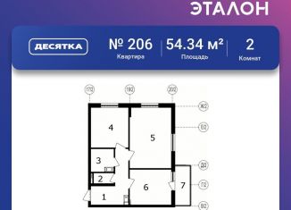 Продается двухкомнатная квартира, 54.3 м2, Московская область, Семейная улица, 7
