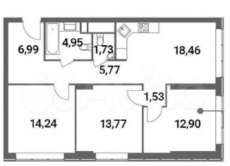 Продам трехкомнатную квартиру, 80.3 м2, Москва, ЖК Хедлайнер, Шмитовский проезд, 39к3