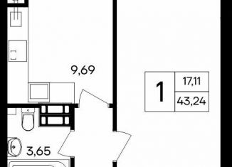 Продажа 1-ком. квартиры, 43.2 м2, Крым, Курганная улица