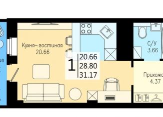 Продается многокомнатная квартира, 31.1 м2, Красноярский край