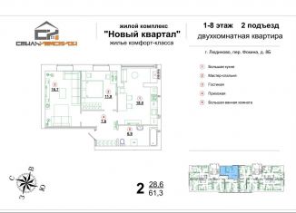 Продам двухкомнатную квартиру, 61 м2, Калужская область, переулок Фокина, 8Б