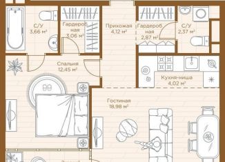 Продаю 1-ком. квартиру, 56 м2, Казань, Ново-Савиновский район