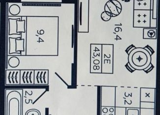 1-ком. квартира на продажу, 43.1 м2, Уфа, Октябрьский район