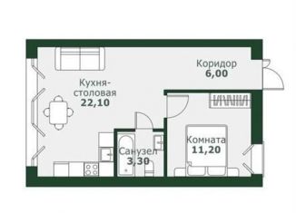 Продам 1-комнатную квартиру, 38.4 м2, Южноуральск, Спортивная улица, 19Е