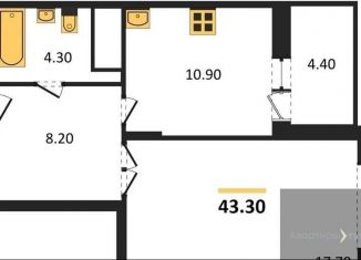 Продаю однокомнатную квартиру, 43.3 м2, Воронеж, ЖК Высота, Краснознамённая улица, 57/5