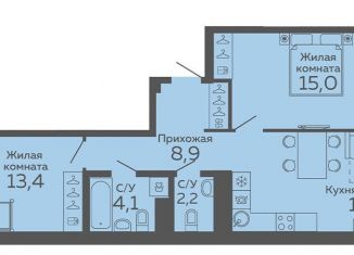 Продам 2-комнатную квартиру, 64.1 м2, Екатеринбург, Октябрьский район