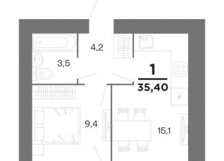 Продам однокомнатную квартиру, 35.4 м2, Рязань