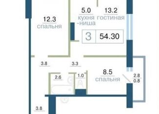 Продажа трехкомнатной квартиры, 54.3 м2, Красноярск, Железнодорожный район