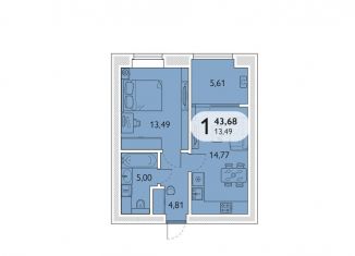 Продаю 1-комнатную квартиру, 43.7 м2, Брянская область, микрорайон Мегаполис-Парк, 23к2