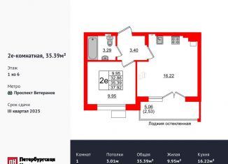 Продаю однокомнатную квартиру, 35.4 м2, Светлогорск