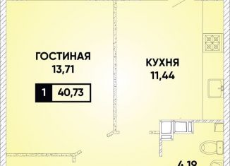 1-ком. квартира на продажу, 40.4 м2, Краснодар, микрорайон Губернский