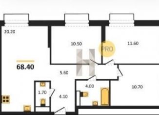 Продаю трехкомнатную квартиру, 68.5 м2, Казань, 1-я Азинская улица, 41, ЖК Новый Горизонт