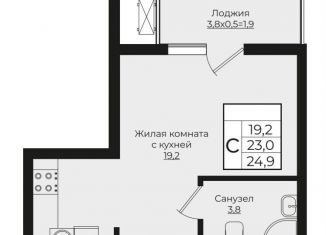 Квартира на продажу студия, 24.9 м2, Краснодар, ЖК Европа-Сити, Античная улица