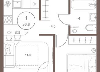 Продается однокомнатная квартира, 36.8 м2, Пензенская область