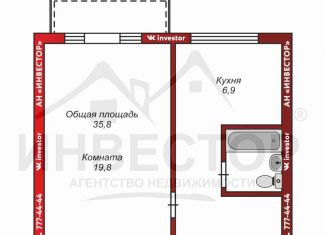 Продается однокомнатная квартира, 35.8 м2, Челябинская область, Комсомольский проспект, 61