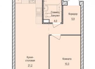 Однокомнатная квартира на продажу, 41.4 м2, село Первомайский