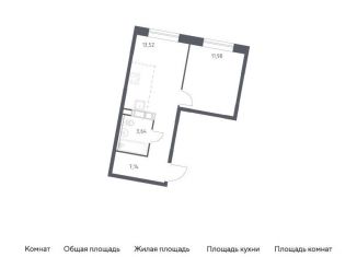 1-комнатная квартира на продажу, 36.3 м2, Москва, жилой комплекс Эко Бунино, 14.1