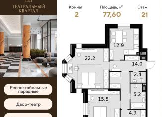 Продажа 2-ком. квартиры, 77.6 м2, Москва
