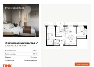 Продается 3-ком. квартира, 69.3 м2, Москва, метро Ховрино