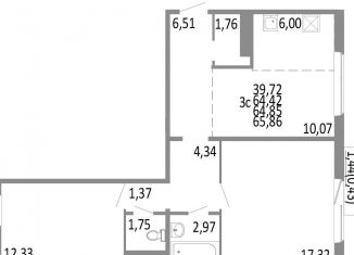 Продам трехкомнатную квартиру, 64.9 м2, Челябинск