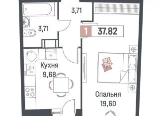 Продаю 1-комнатную квартиру, 37.8 м2, Мурино, ЖК Авиатор