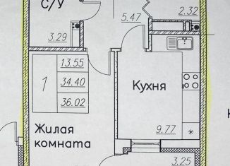 Продается однокомнатная квартира, 36.4 м2, Воронежская область, жилой массив Олимпийский, 17