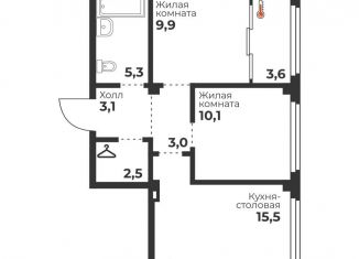 Продам двухкомнатную квартиру, 49.4 м2, Челябинск