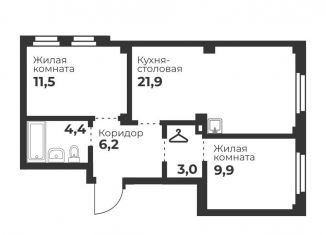 Продам 2-комнатную квартиру, 56.9 м2, Челябинск