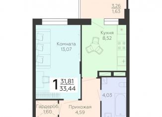 Продам 1-комнатную квартиру, 33.4 м2, Воронеж