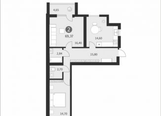 Продается двухкомнатная квартира, 69.4 м2, Смоленская область