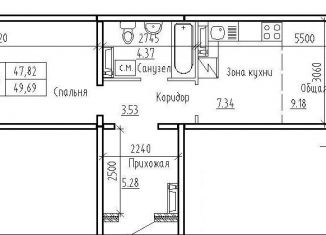 Продается двухкомнатная квартира, 47.8 м2, рабочий посёлок Краснообск, ЖК Кольца