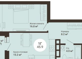 Продам однокомнатную квартиру, 45.9 м2, Екатеринбург, ЖК Южный сад